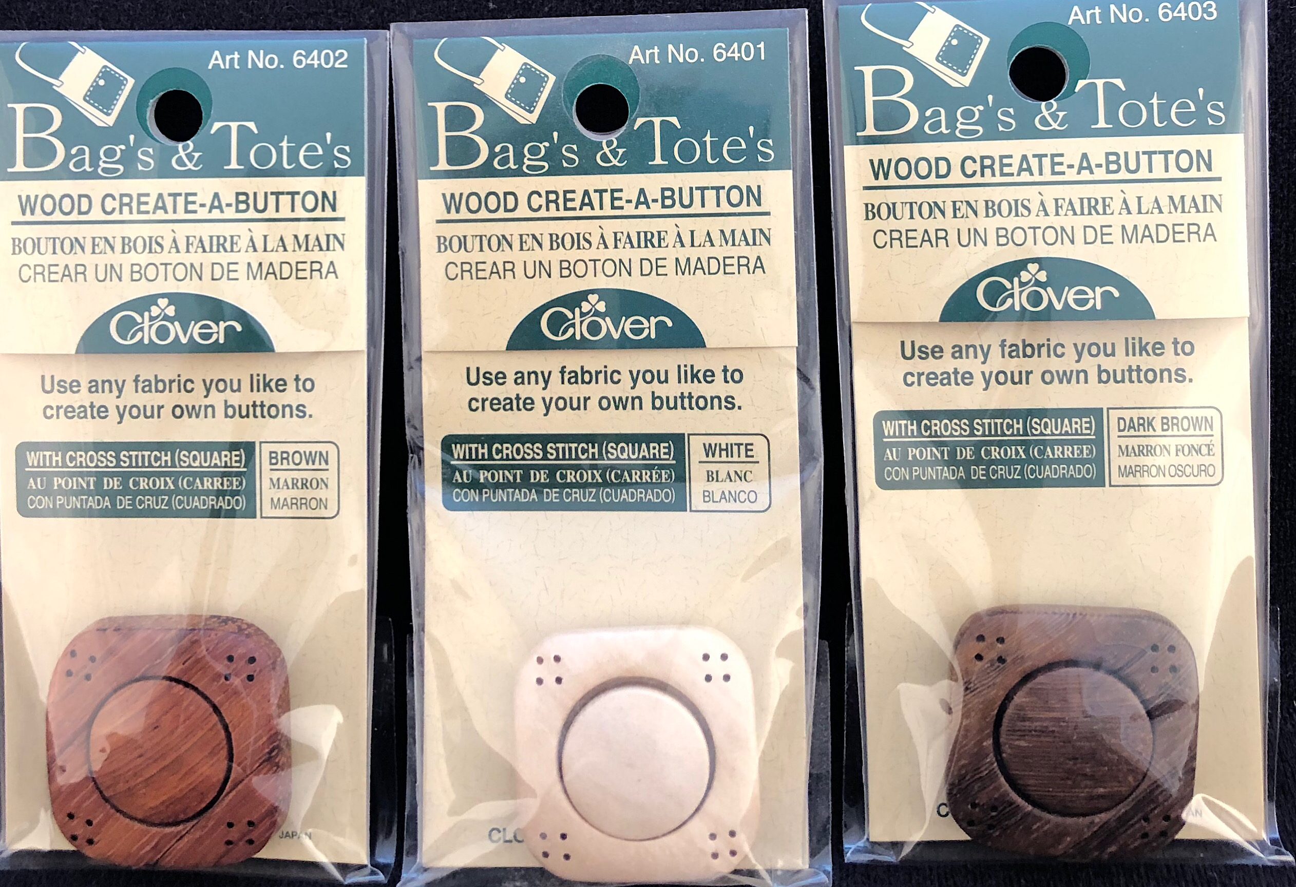 Create-A-Button Wood Square Brown ***