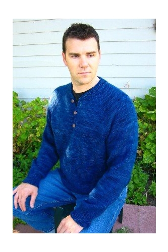 Henley Neck Down Pullover for Men