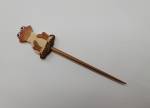 Frog Inlaid Wood Shawl Stick