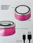 Dome Aluminum LED Lighted Rechargeable Magnifier Pink