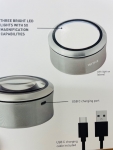 Dome Aluminum LED Lighted Rechargeable Magnifier Silver